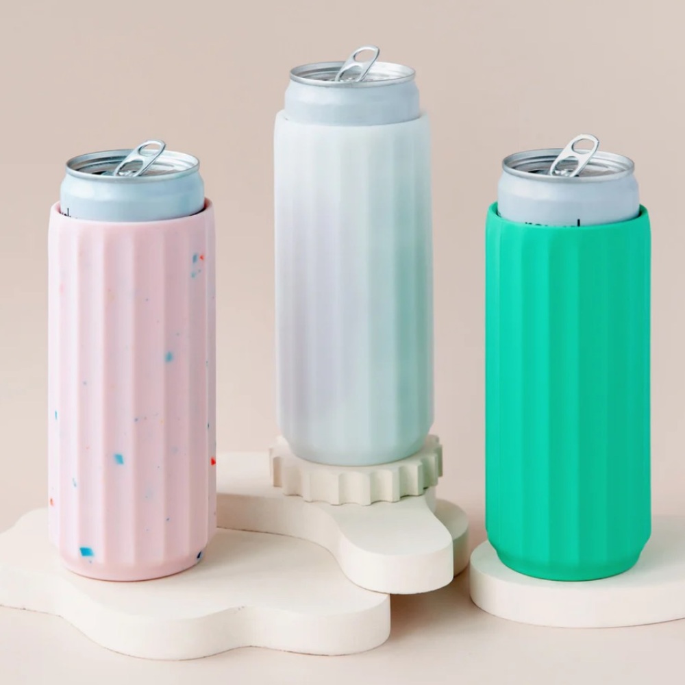 3 Pack of Drink Coozies in Green, White and Pink